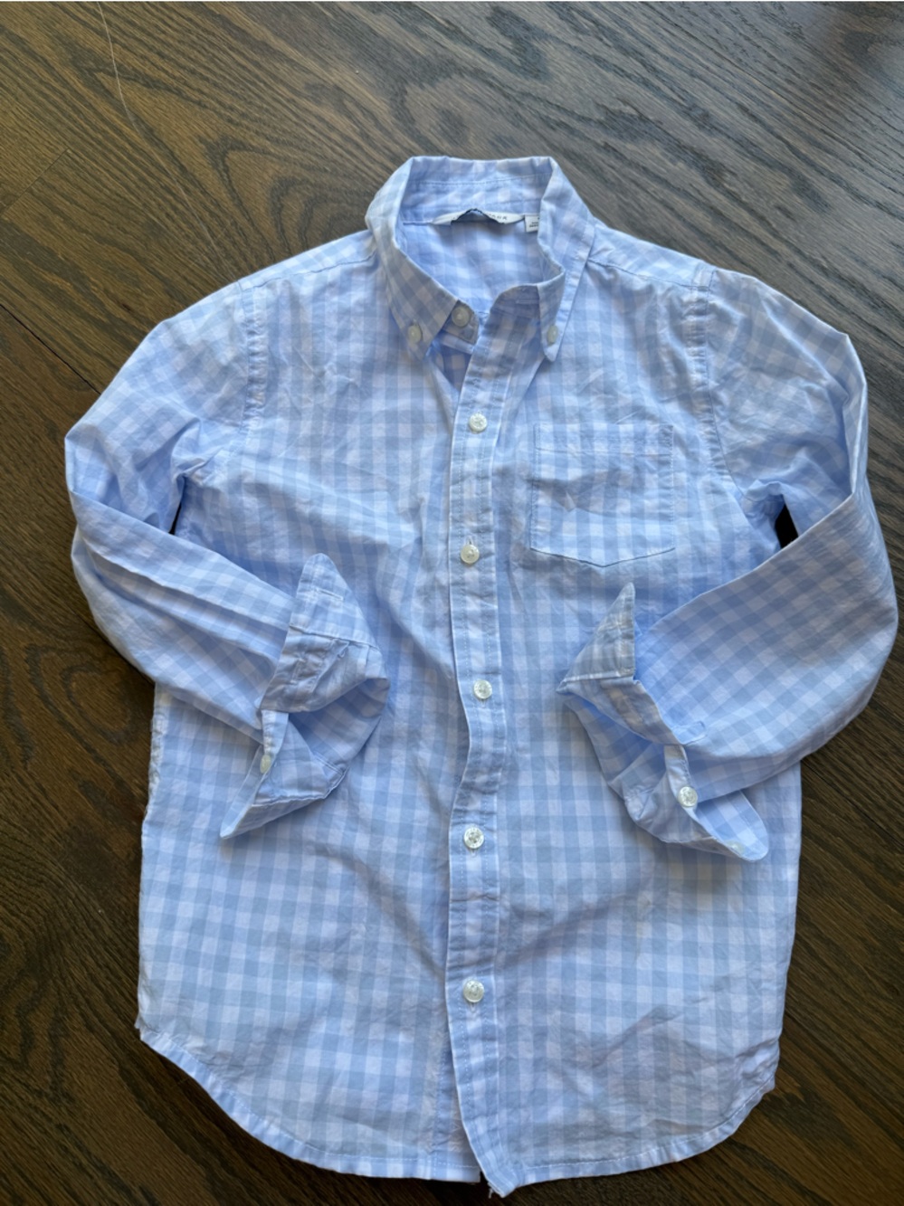 Janie and Jack Light Blue Gingham Button-Down Shirt